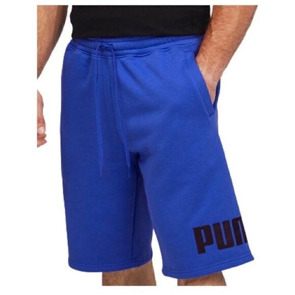 Puma Men's Big Fleece Logo 10in Shorts Royal Sapphire/Blk/Wht-Short - Picture 9 of 13